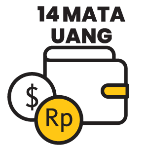 Tersedia dalam 13 mata uang